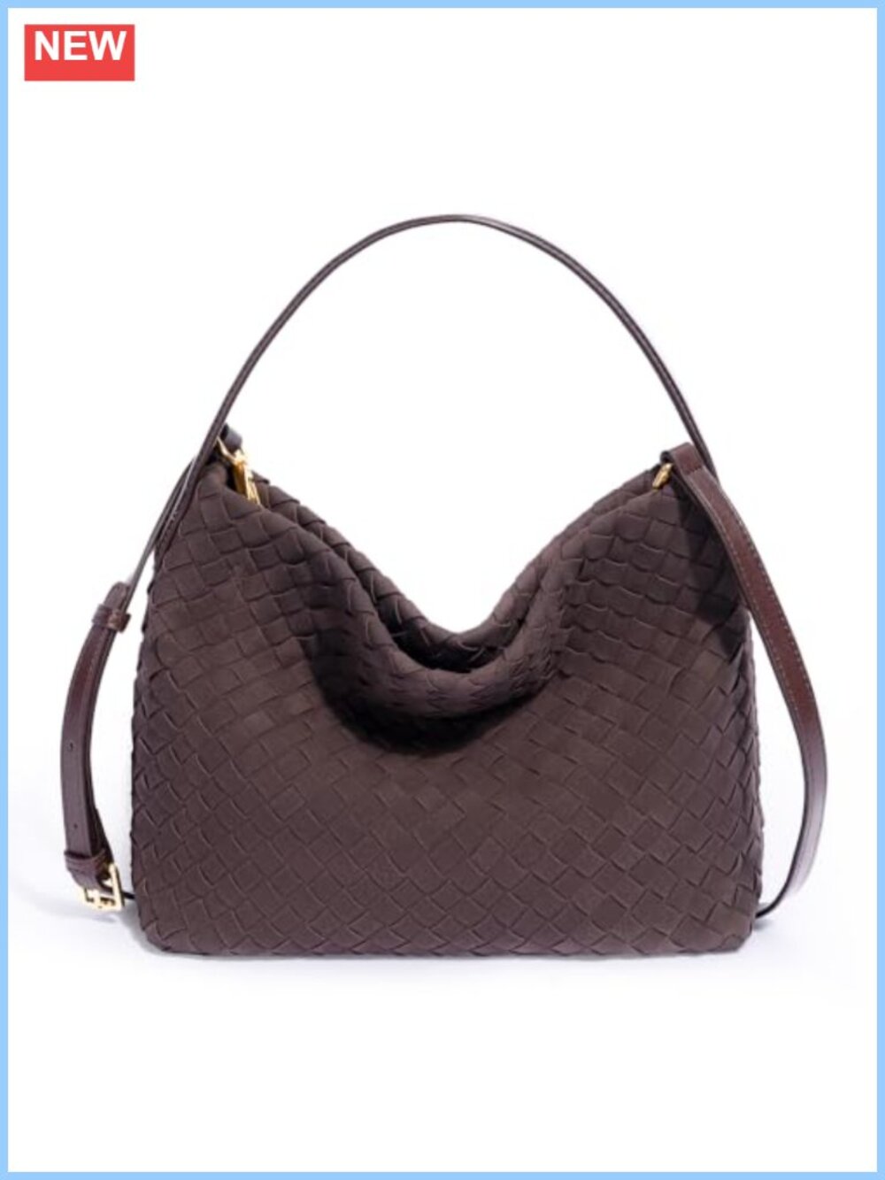 Woven Tote Bag PU Leather Top Handle Shoulder Handbag Hobo Purse